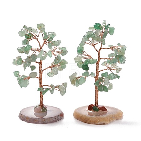 Natural Green Aventurine Chips & Agate Pedestal Display Decorations DJEW-A001-04I-1