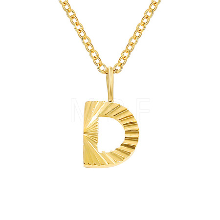 Personalized Stainless Steel Textured Alphabet Initial Pendant Necklaces for Women Men RF0956-4-1