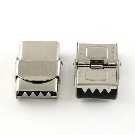 Tarnish Resistant Smooth Surface 201 Stainless Steel Watch Band Clasps STAS-R063-80-1