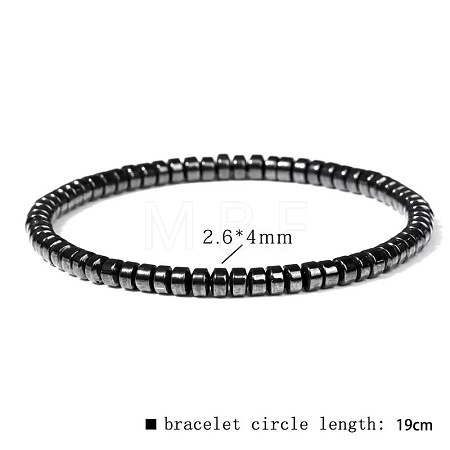 Synthetic Non-magnetic Hematite Beads Stretch Bracelets for Men RL7655-14-1