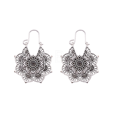 Bohemian Retro Style Alloy Dangle Hoop Earrings X1-EJEW-TAC0003-01AS-1