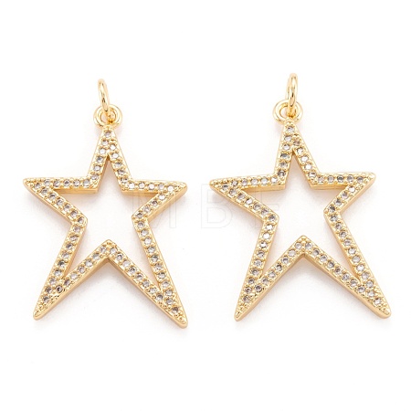 Brass Micro Pave Clear Cubic Zirconia Beads Pendants ZIRC-M114-26G-1