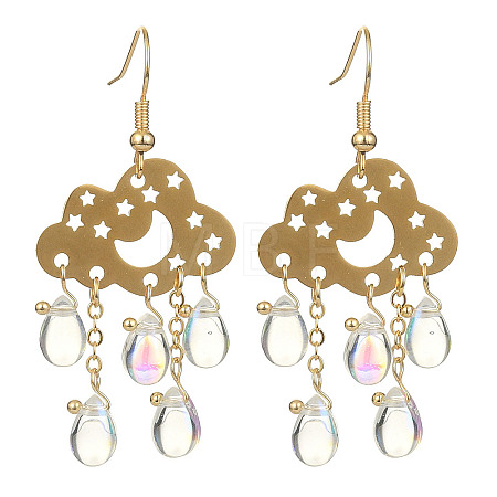 Transparent Glass Dangle Earrings EJEW-TA00259-02-1