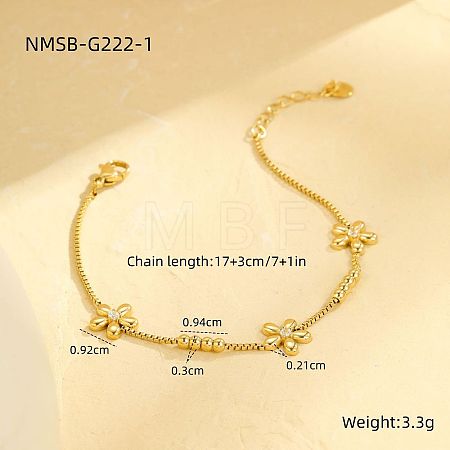 304 Stainless Steel Pave Cubic Zirconia Link Bracelets WG1BC85-01-1