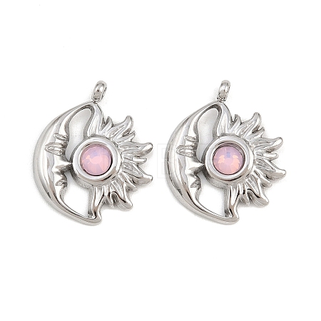 304 Stainless Steel Rhinestone Pendants STAS-Z166-24P-10-1