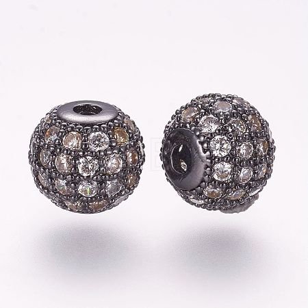 Brass Micro Pave Cubic Zirconia Beads ZIRC-G092-24B-05-1