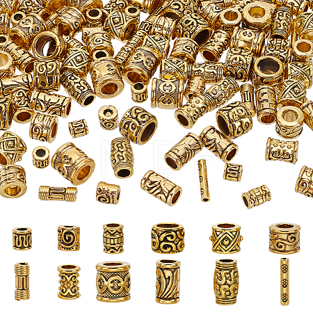 120Pcs 10 Styles Tibetan Style Alloy Beads Sets TIBEB-HY0001-10AG-1