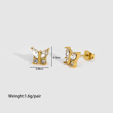 Fashionable 304 Stainless Steel Cubic Zirconia Stud Earrings TM2512-5-1