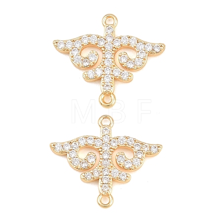 Brass Micro Pave Clear Cubic Zirconia Connector Charms CU-CBA7BFE-03D-G-1