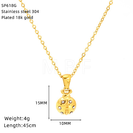 304 Stainless Steel Crystal Rhinestone Pendant Necklaces for Women WG07512-07-1