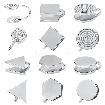 10Pcs 5 Styles 304 Stainless Steel & Brass  Cuff Earrings EJEW-HS0001-44A-1