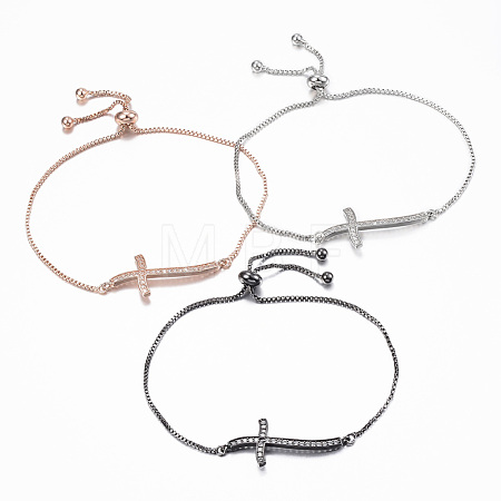 Adjustable Brass Micro Pave Cubic Zirconia Slider Bracelets BJEW-E317-43-1