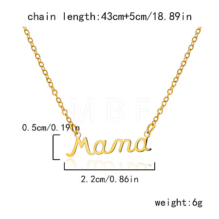 Mother's Day 304 Stainless Steel Word Mama Pendant Necklaces for Women FS-WG8A099-06-1