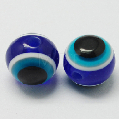 Round Evil Eye Resin Beads RESI-R159-6mm-08-1