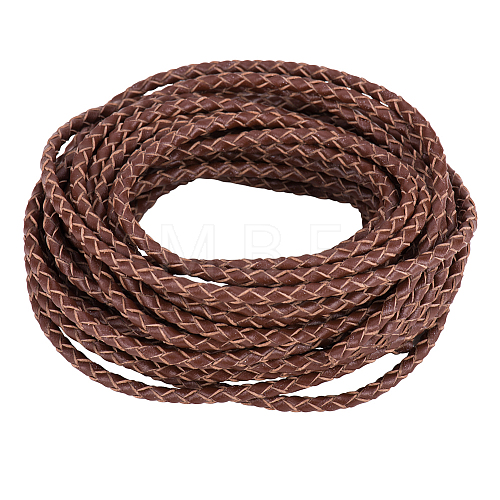 Brown Round Braided Leather Necklace Cords for Jewelry Making WL-PH0002-01B-1