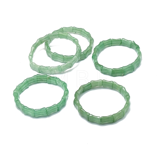Natural Green Aventurine Rectangle Beaded Stretch Bracelet BJEW-E379-05D-1