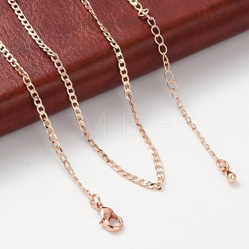 Brass Curb Chains Necklaces for Women NJEW-D302-39RG-1