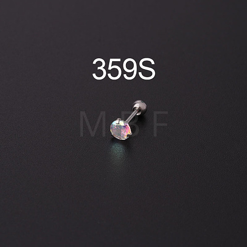 316L Surgical Stainless Steel Clear AB Cubic Zirconia Flat Round Cartilage Earrings WGE6C84-11-1