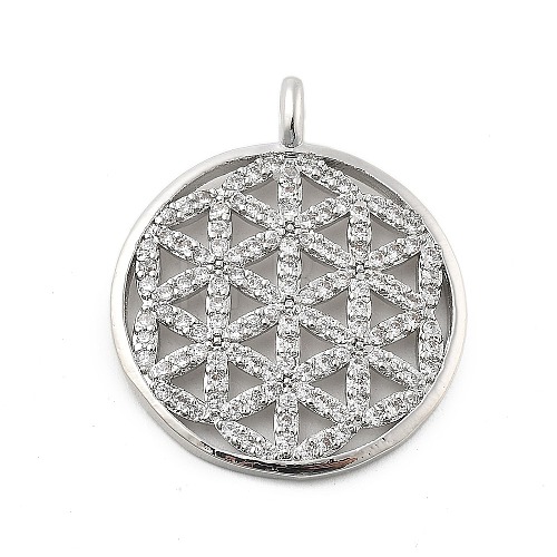 Brass Micro Pave Cubic Zirconia Pendants KK-L228-33P-1