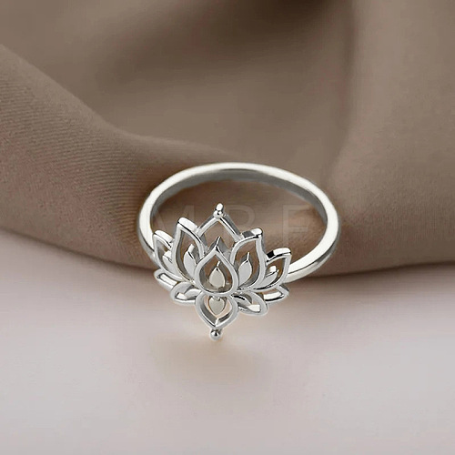 Hollow Out Lotus Brass Finger Rings FS-WG83FEB-01-1