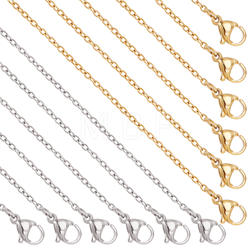  20Pcs 2 Style 304 Stainless Steel Cable Chains Necklaces Set for Men Women NJEW-NB0001-05-1