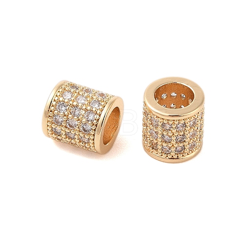 Brass Micro Pave Clear Cubic Zirconia European Beads KK-B100-013G-1