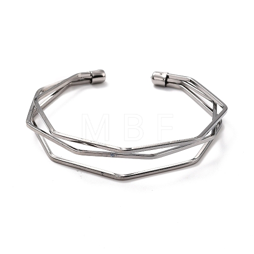 Triple Line Cuff Bangles BJEW-C010-01B-1