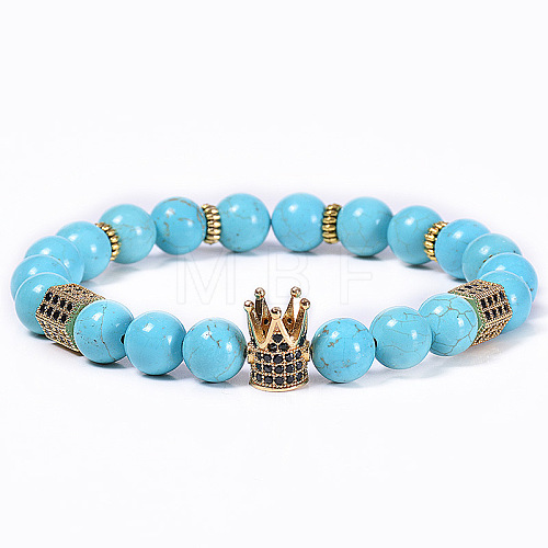 Natural Turquoise Beaded Stretch Bracelets for Women FY4673-2-1