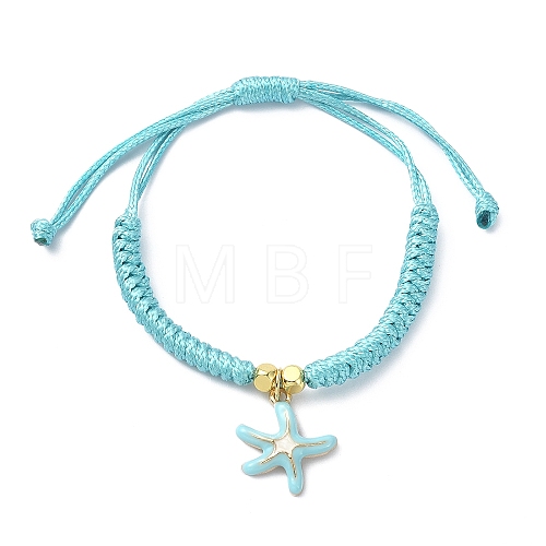 Starfish Shape Alloy Enamel Pendant Bracelets BJEW-JB09883-02-1