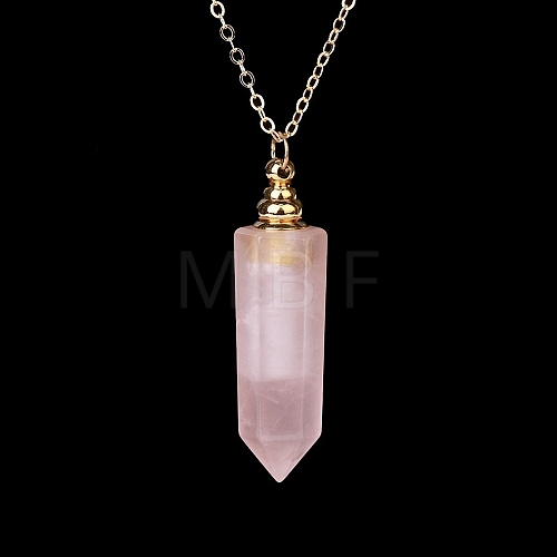 Natural Rose Quartz Perfume Bottle Pendant Necklace PW-WG2A891-09-1