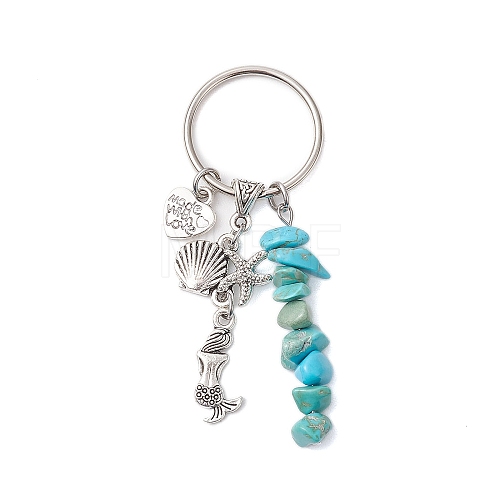 Alloy with Synthetic Turquoise Marine Theme Keychain KEYC-JKC00848-01-1