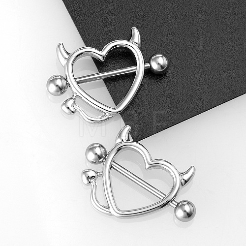 316L Stainless Steel Evil Heart Nipple Rings WG1C5FF-02-1