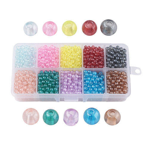 10 Colors Transparent Spray Painted Glass Beads DGLA-JP0001-11-4mm-1