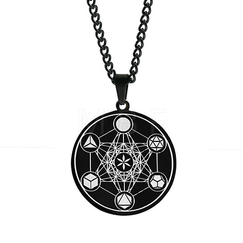 Stainless Steel Flower of Life Metatron Angel Solomon Pendant Necklaces BU8279-3-1