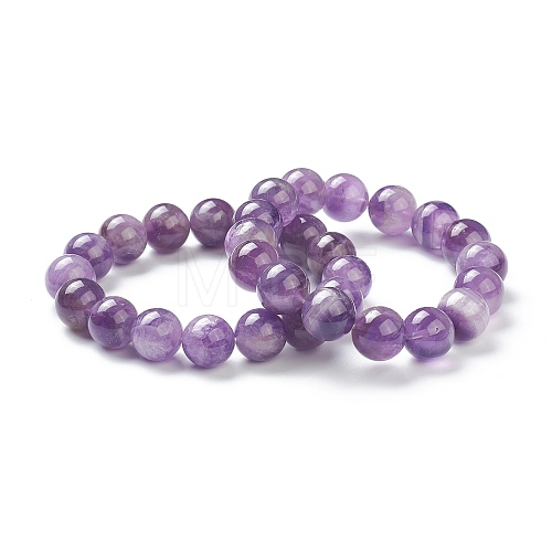 Natural Amethyst Beaded Stretch Bracelets BJEW-D446-E-40-1