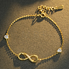 925 Sterling Silver Infinity Symbol Link Bracelets with Clear Cubic Zirconia for Men and Women Daily Wear NB7998-2