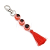 Resin Evil Eye Round Bead & Polyester Tassel Pendant Decorations HJEW-JM04165-02-5
