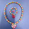 Resin & Glass Bead Pendant Necklaces & Charm Bracelets & Rings Sets FS-WGCCE83-05-1