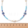 Natural Pearl & Resin Evil Eye & Glass Seed Beaded Necklaces for Women NJEW-MZ00152-01-4