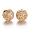 Brass Micro Pave Grade AAA Cubic Zirconia Beads KK-E711-116-10mm-G-NR-1
