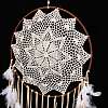 Handmade Round Cotton Woven Net/Web with Feather Wall Hanging Decoration HJEW-G015-02B-4