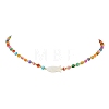 Ocean Natural Sea Shell Fish and Dyed Round Natural Freshwater Shell Beaded Necklaces for Women NJEW-JN06167-3