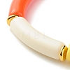 Curved Tube Opaque Acrylic Beads Stretch Bracelet for Teen Girl Women BJEW-JB06940-01-4