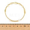 Herringbone Wire-Wrapped Natural Rainbow Moonstone Brass Cuff Bangles BJEW-JB14039-03-4