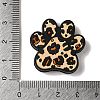 Paw Print with Leopard Print Pattern Silicone Focal Beads SIL-G011-01B-3