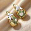 Elegant Teardrop with Flower Pattern Alloy Stud Earrings HV4164-3-2