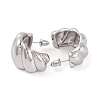 Twist C-Shaped Brass Half Hoop Stud Earrings for Women EJEW-G391-17P-2