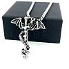European Style Stainless Steel Dragon Wrap Sword Pendant Necklaces for Men Women CV9582-1
