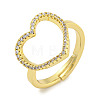 Heart Rack Plating Brass Micro Pave Cubic Zirconia Heart Adjustable Rings for Women RJEW-F162-12G-1