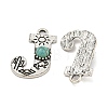 Synthetic Turquoise & Alloy Pendants PALLOY-H146-01AS-J-2